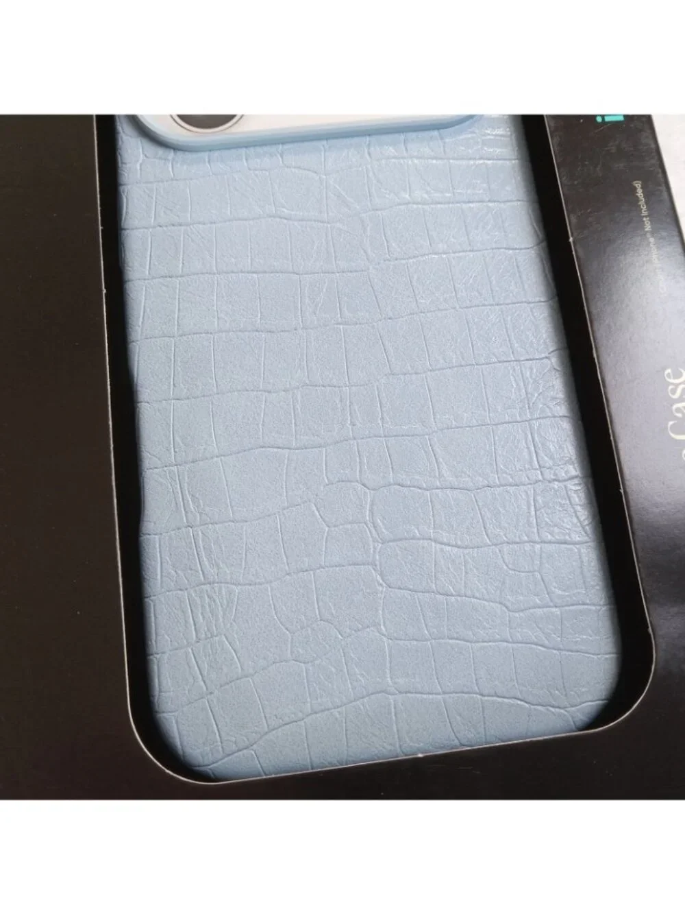 HELLO LUX Blue Croc Phone Case for iPhone 17 Pro Faux Leather Drop Protection